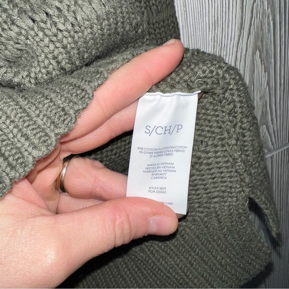 CAbi #5829 Scout Pullover Sweater Sz Small Green White Striped Long Sleeve Boxy - Picture 4 of 5